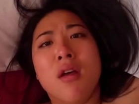 Amateur Asian babe takes on big cock for anal sex