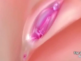 Hentai girl with big boobs gets herself off in 3D