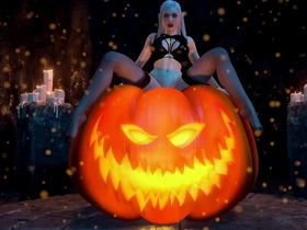 A Halloween delight for the Pumpkin King featuring a naughty elf and a lantern-themed cosplay