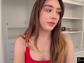 Petite step-sis takes a deep throat challenge in cowgirl position