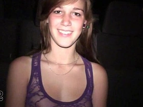 Young girl gets naked in car during sex party casting