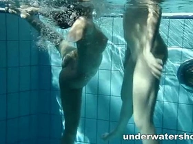 Teen girls Zuzanna and Lucie have fun in the pool