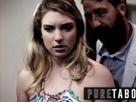 Nervous teen Giselle Palmer engages in taboo encounter with best friend of her stepdad